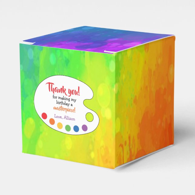 Caja Para Regalos Favor de fiesta de cumpleaños de arte | Paint Part (Costado Anverso)