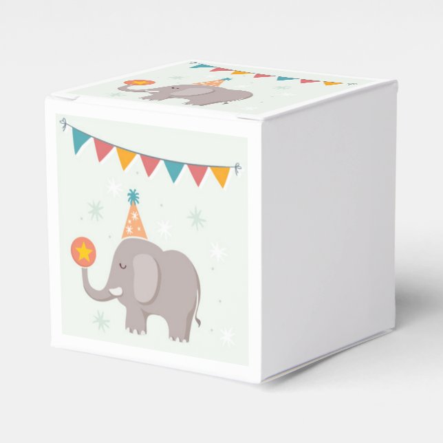 Caja Para Regalos Favor de la fiesta de cumpleaños del Elephant Circ (Costado Anverso)