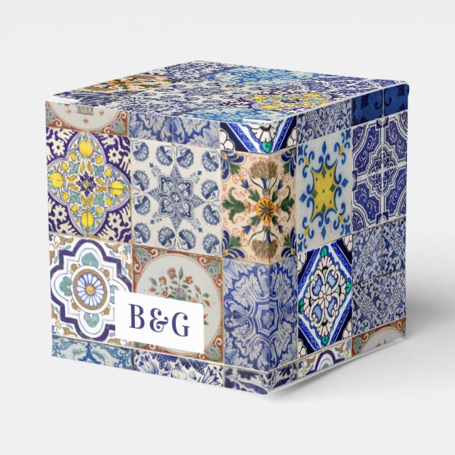 Caja Para Regalos Favor de matrimonio de azulejos portugueses medite (Costado Anverso)