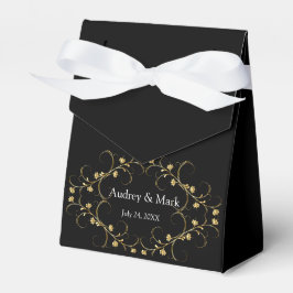 Caja Para Regalos Favor del logotipo del patrón oro del patrón negro