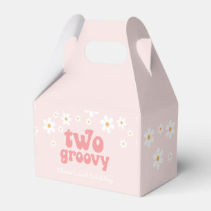 Caja Para Regalos Favor Retro de Dos Margaritas Rosadas Groovy