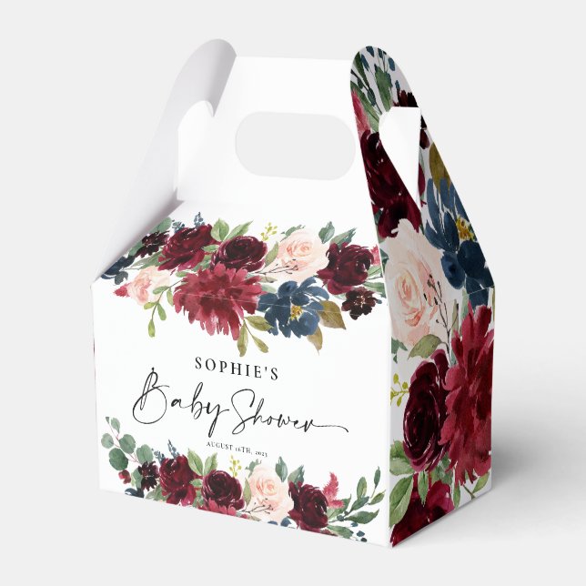 Caja Para Regalos Favorito Boxes Burgundy Rubor Floral Baby Shower (Front Side)