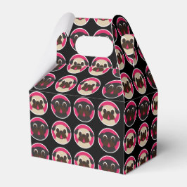 Caja Para Regalos Fawn y Black Pugs en Círculos Fiesta de patrones