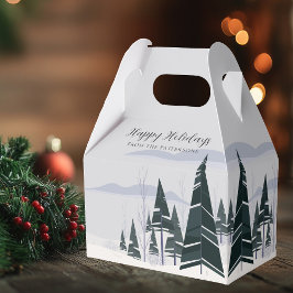 Caja Para Regalos Felices Fiestas Árboles de Invierno Fiesta de Navi