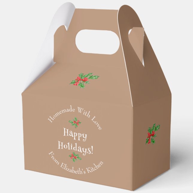 Caja Para Regalos Felices Fiestas Baking Gift Brown Editable (Anverso)