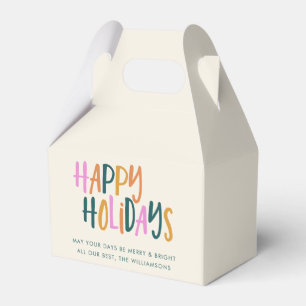 Caja Para Regalos Felices Fiestas Tipografía Personalizada Colorida