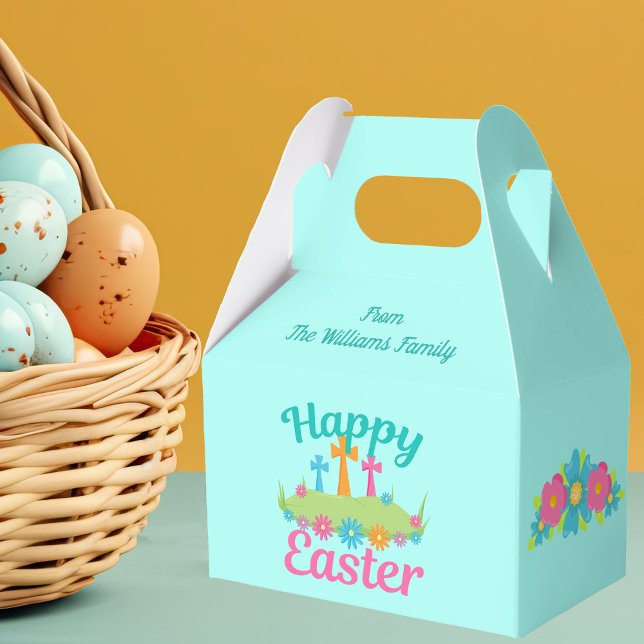 Caja Para Regalos Felices flores de Pascua cruzan Bonito religioso (Subido por el creador)