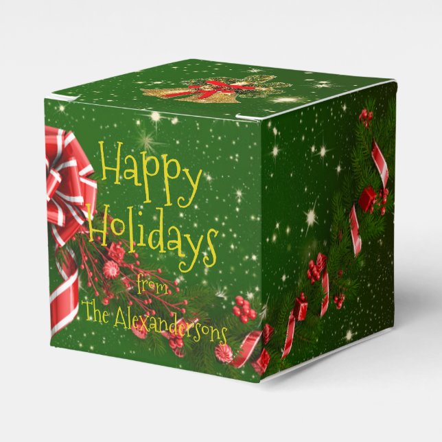 Caja Para Regalos Felices vacaciones Navidades Baubles (Costado Anverso)