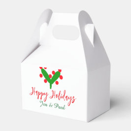 Caja Para Regalos Felices vacaciones verde pareja roja nombre hoja v