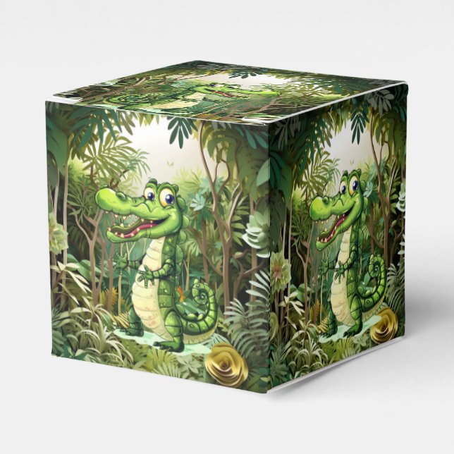 Caja Para Regalos Felices y salvajes árboles de selva de cocodrilos (Costado Anverso)