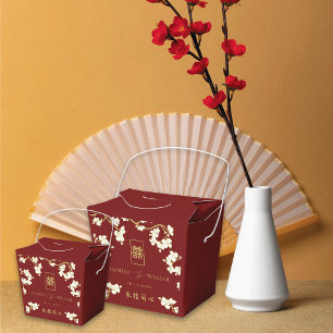 Caja Para Regalos Felicidad Doble Bodas Flor de Melocotón Marfil