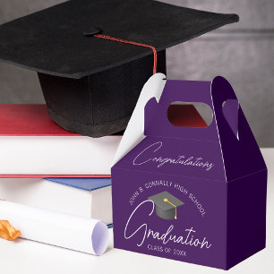 Caja Para Regalos Felicidades Chic Fiesta de Graduación Morado Oscur
