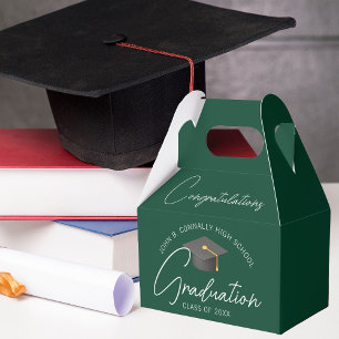 Caja Para Regalos Felicidades Fiesta de Graduación Chic Verde Oscuro