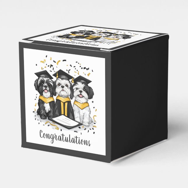 Caja Para Regalos Felicitaciones Graduación Shih Tzu Perros (Costado Anverso)