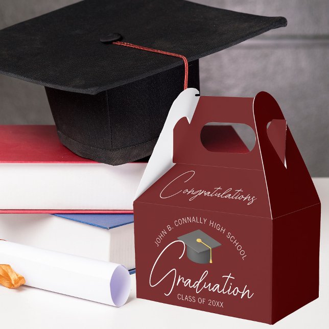 Caja Para Regalos Felicitaciones Graduate Burgundy Graduation Party (Subido por el creador)