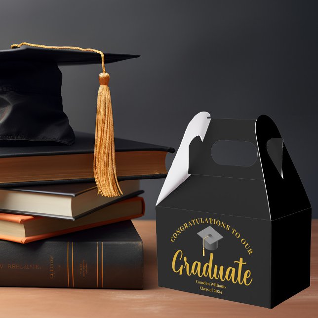Caja Para Regalos Felicitaciones Graduate Gold Black Formal Fiesta (Subido por el creador)