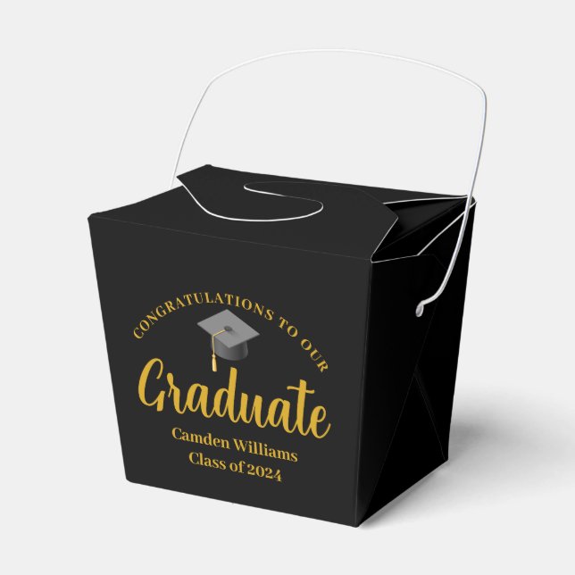 Caja Para Regalos Felicitaciones Graduate Gold Personalizado Fiesta (Front Side)