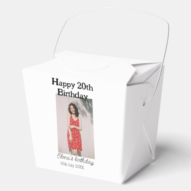 Caja Para Regalos Feliz 20 cumpleaños foto simple moderna mínima (Anverso)