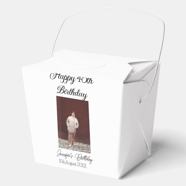 Caja Para Regalos Feliz 40 cumpleaños foto simple moderno mínimo (Anverso)