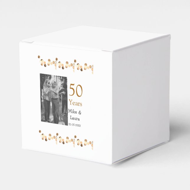 Caja Para Regalos Feliz 50° aniversario agregar pareja fecha de matr (Costado Anverso)
