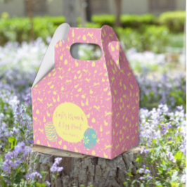 Caja Para Regalos Feliz caza de huevos de Pascua dibujando mano rosa