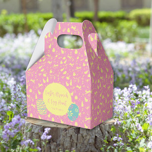 Caja Para Regalos Feliz caza de huevos de Pascua dibujando mano rosa