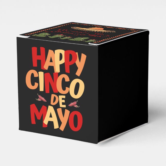 Caja Para Regalos Feliz Cinco De Mayo Favor Box (Costado Anverso)