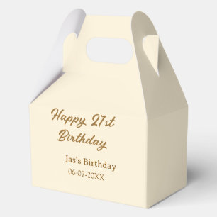 Caja Para Regalos Feliz cumpleaños 21 marrón pastel amarillo nombre