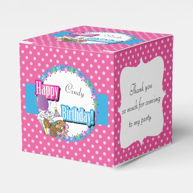 Caja Para Regalos Feliz Cumpleaños Ardilla - Rosa (Costado Anverso)