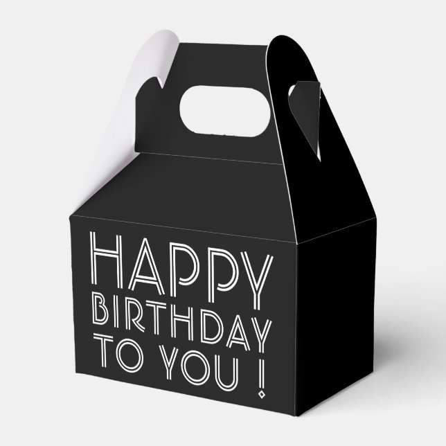 Caja Para Regalos "¡Feliz Cumpleaños!" | Blanco y Negro (Front Side)