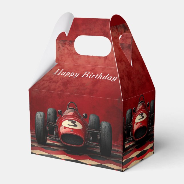 Caja Para Regalos Feliz cumpleaños, coche de la raza roja (Reverso)