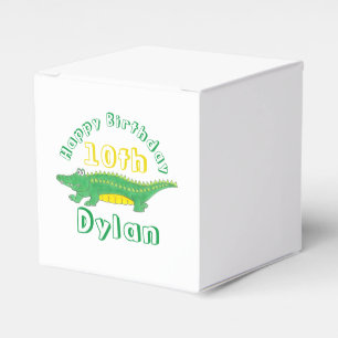 Caja Para Regalos Feliz cumpleaños, cocodrilo del lagarto verde amar