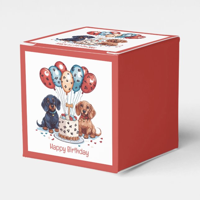 Caja Para Regalos Feliz cumpleaños, Dachshund Dogs (Costado Anverso)
