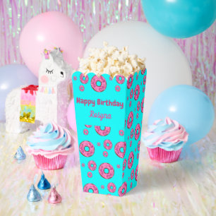 Caja Para Regalos Feliz cumpleaños, donuts de crema rosada azul