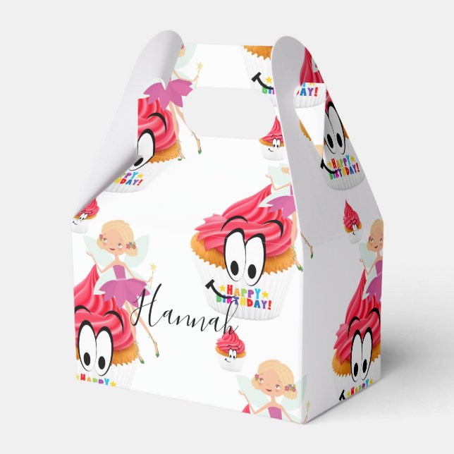 Caja Para Regalos Feliz cumpleaños Gable Favor Box Pastel de hadas (Front Side)