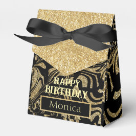 Caja Para Regalos Feliz Cumpleaños Glitter dorado brillo personaliza