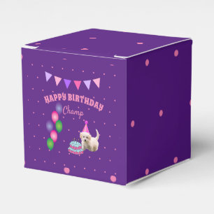 Caja Para Regalos Feliz cumpleaños lindo perro con puntos de polka d