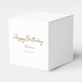 Caja Para Regalos feliz cumpleaños nombre fecha marrón púrpura paste