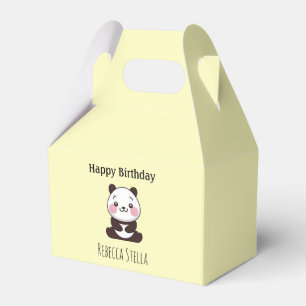 Caja Para Regalos Feliz cumpleaños oso panda lindo amarillo