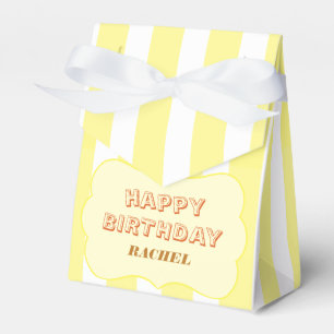 Caja Para Regalos Feliz Cumpleaños Personalizado con Raya Amarilla 