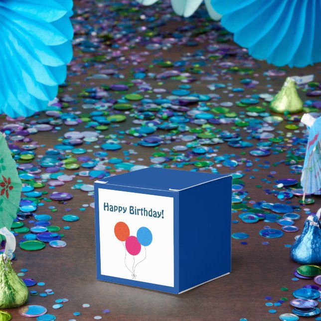 Caja Para Regalos Feliz cumpleaños, Personalizado de los globos colo (Fiesta)