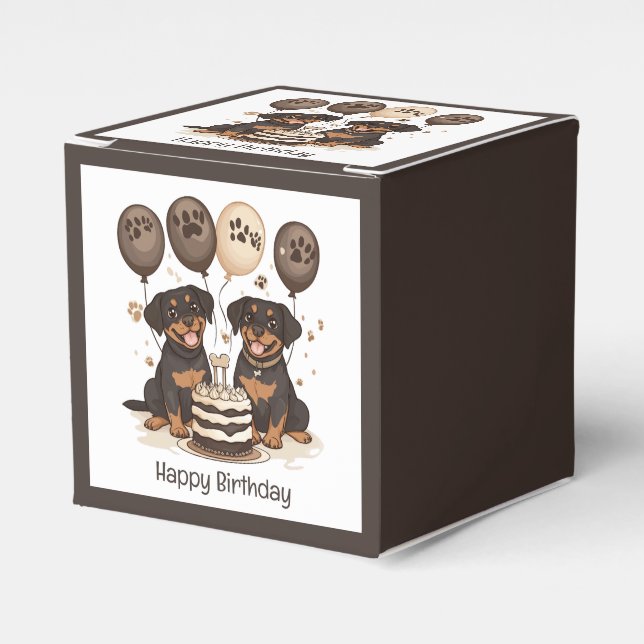 Caja Para Regalos Feliz cumpleaños Rottweiler Dogs (Costado Anverso)