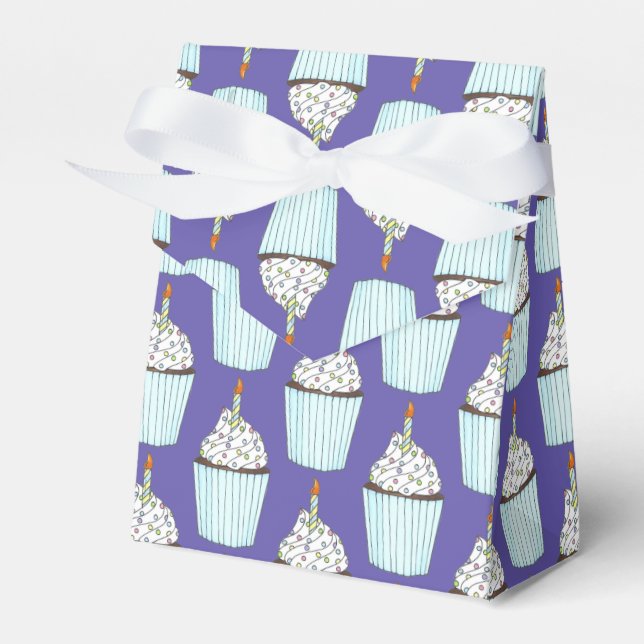 Caja Para Regalos Feliz cumpleaños, torta azul rociada con espolvore (Front Side)