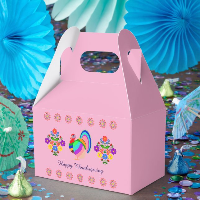 Caja Para Regalos Feliz Día de Acción de Gracias. Flores de diseño p (Fiesta)