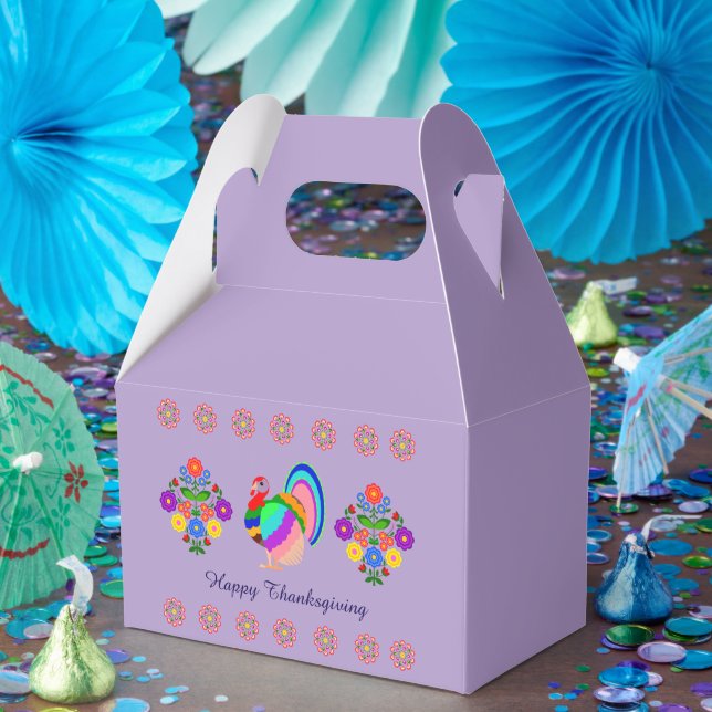 Caja Para Regalos Feliz Día de Acción de Gracias. Flores de diseño p (Fiesta)