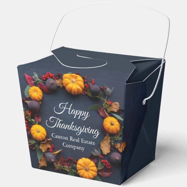 Caja Para Regalos Feliz Día de Acción de Gracias Personalizado Pumpk (Anverso)
