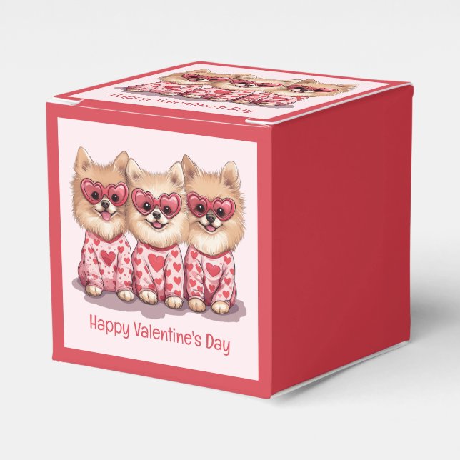 Caja Para Regalos Feliz Día de San Valentín Perros Pomeranos (Costado Anverso)