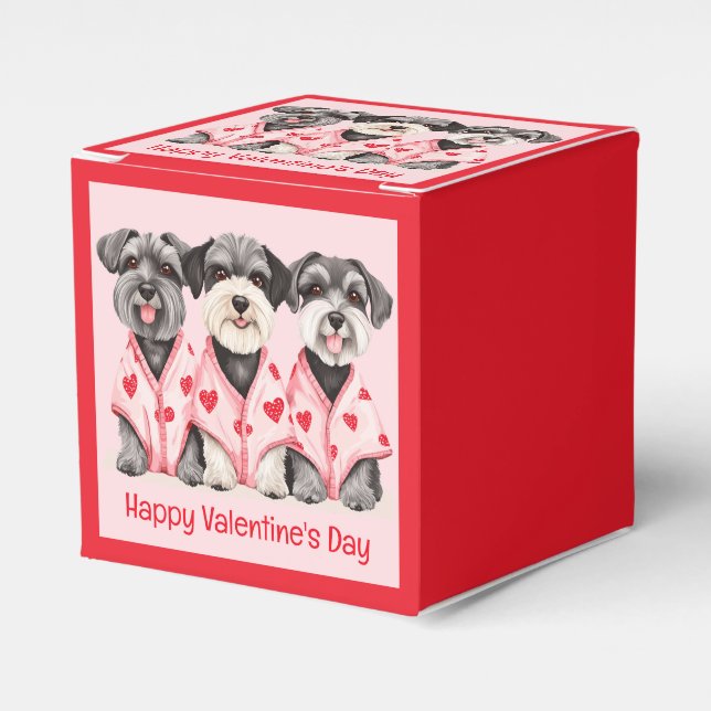 Caja Para Regalos Feliz Día de San Valentín Perros Schnauzer (Costado Anverso)