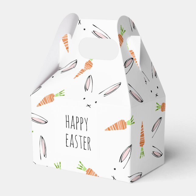Caja Para Regalos Feliz Easter Bunny Rabbit Carrotable Editable (Front Side)