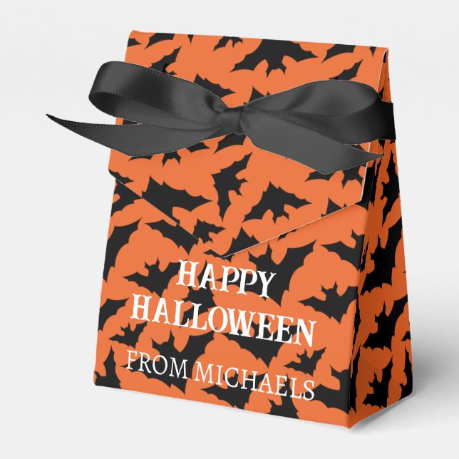 Caja Para Regalos Feliz estampado de murciélagos negros de Halloween (Front Side)